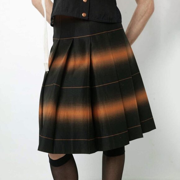 Marc By Marc Jacobs Dresses & Skirts - New Marc Jacobs Cotton Silk Plaid Pleated Skirt Black Brown 8 $458